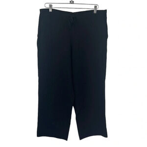 ExOfficio Pants Womens Medium 10/12 Black Crepe Cropped Wide leg Pull On